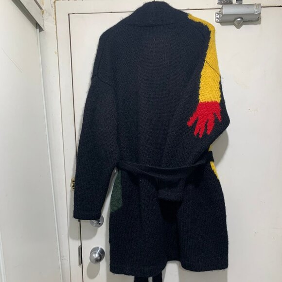 VINTAGE GRAPHIC KNIT BELTED WOOL SWEATER CARDIGANS SIZE XL - Picture 16 of 16